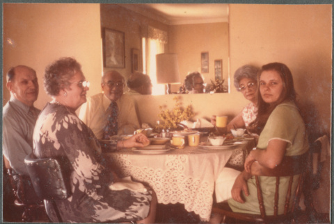Five people sitting around table (ddr-densho-523-632)