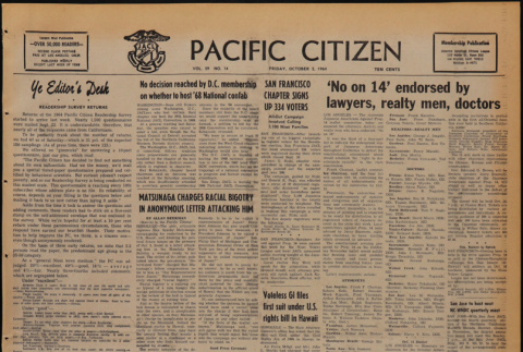 Pacific Citizen, Vol. 59, Vol. 14 (October 2, 1964) (ddr-pc-36-40)