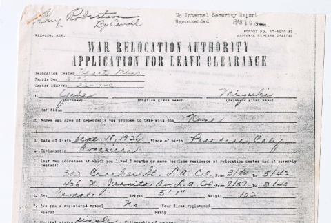 Application for Leave Clearance (ddr-ohs-1-76)