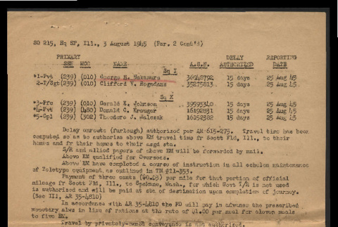 Special orders, no. 215 (August 3, 1945) (ddr-csujad-55-2353)