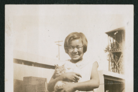 girl with cat (ddr-densho-378-361)