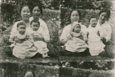 Six images of two women with two babies (ddr-densho-348-59)