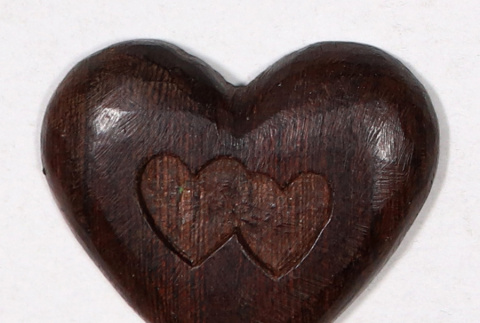 Carved wood heart with two carved hearts (ddr-densho-475-160)