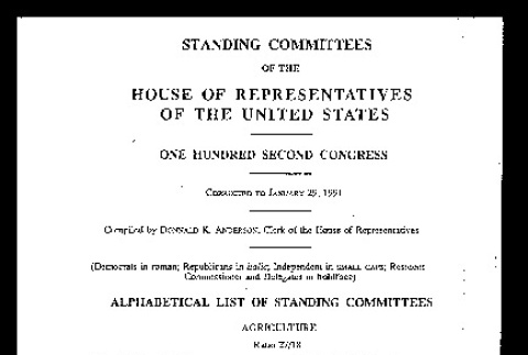 Standing committees of the House of Representatives of the United States, 102nd Congress (January 29, 1991) (ddr-csujad-55-2137)