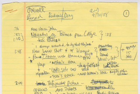 Color of Honor revision notes (ddr-densho-1007-1068)