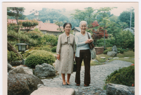 Mitsuye Yabe and Friend in Garden (ddr-ohs-1-198)