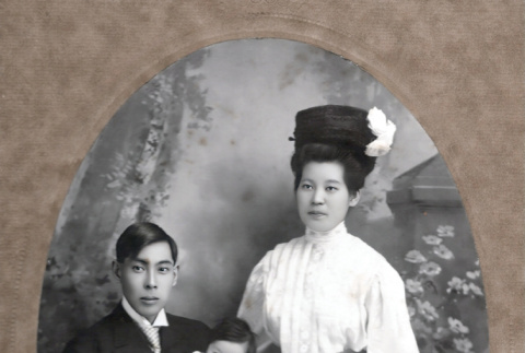 Family portrait of Chosaku, Riku and Hiroshi Hashiguchi (ddr-densho-474-209)