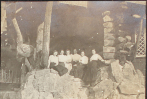Group of women outside Old Faithful Lodge (ddr-densho-355-662)
