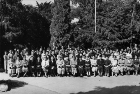 Panorama of large group outside (ddr-ajah-3-18)
