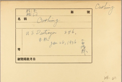 Envelope of USS Cushing photographs (ddr-njpa-13-378)