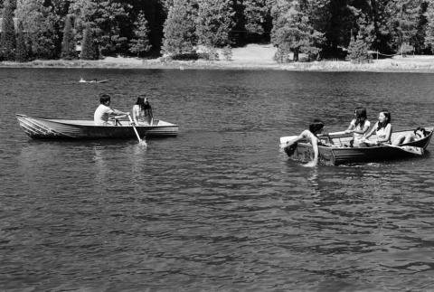 Campers in row boats on the lake (ddr-densho-336-565)
