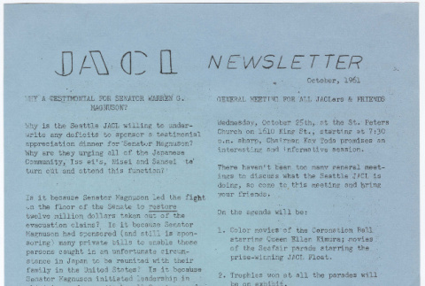 Seattle Chapter, JACL Newsletter, October 1961 (ddr-sjacl-1-51)