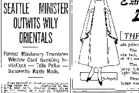 Seattle Minister Outwits Wily Orientals. Former Missionary Translates Window Card Gambling Invitations -- Tells Police -- Successful Raids Made. (March 8, 1916) (ddr-densho-56-280)