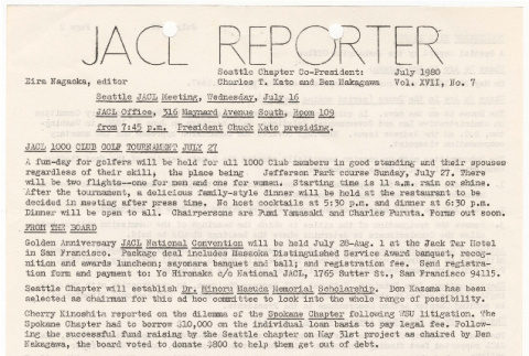 Seattle Chapter, JACL Reporter, Vol. XVII, No. 7, July 1980 (ddr-sjacl-1-290)