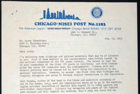 Letter to Larry Schechtman from Arthur Morimatsu (ddr-chijacl-1-164)
