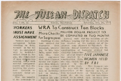 Tulean Dispatch Vol. 7 No. 21 (October 30, 1943) (ddr-densho-65-421)