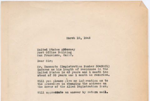 Letter from Harry Konda to United States Attorney, San Francisco (ddr-densho-491-28)