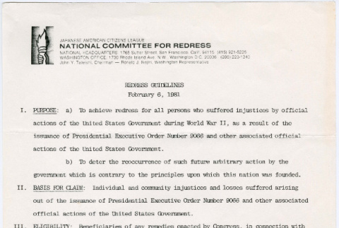 Redress Guidelines from JACL National Committee for Redress (ddr-densho-523-714)