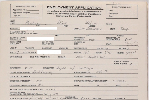 Employment application (ddr-densho-424-545)