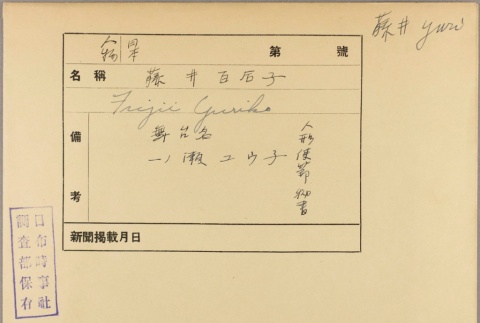 Envelope of Yuriko Fujii photographs (ddr-njpa-5-1051)