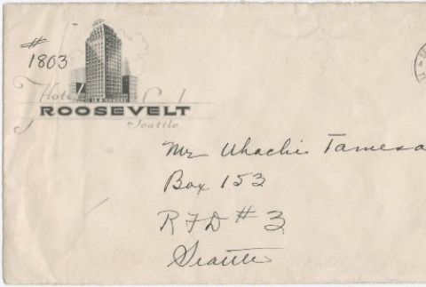 Envelope addressed to Uhachi Tamesa (ddr-densho-333-31)