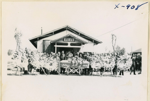 Funeral outside the Gila River Buddhist Church (ddr-densho-37-1877)