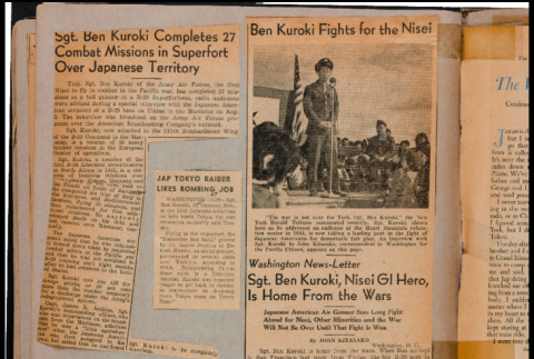 Newspaper clippings featuring Ben Kuroki (ddr-csujad-49-253)