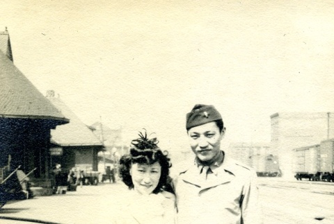 Herbert K. Yanamura at the Kalamazoo train station (ddr-densho-22-181)