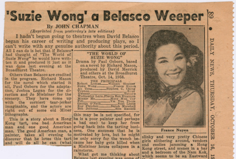 Article from Daily News about The World of Suzie Wong (ddr-densho-367-228)