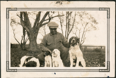 Man with four dogs (ddr-densho-293-62)