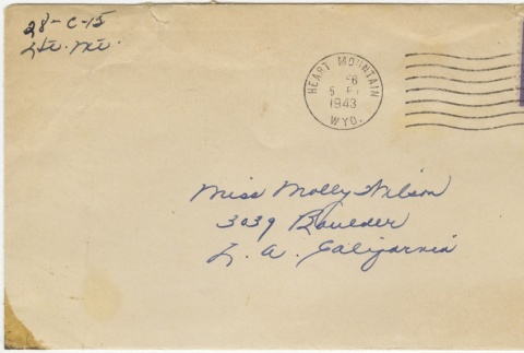 Letter (with envelope) to Molly Wilson from Yuri Shimokochi (c. 1943) (ddr-janm-1-58)
