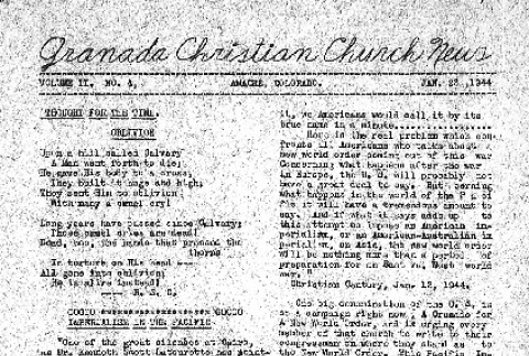 Granada Christian Church News Vol. II No. 4 (January 23, 1944) (ddr-densho-147-318)