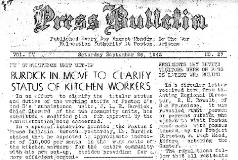 Poston Press Bulletin Vol. IV No. 27 (September 26, 1942) (ddr-densho-145-118)