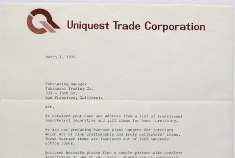 Letter from Phillip Ong to Takahashi Trading Co. (ddr-densho-424-637)