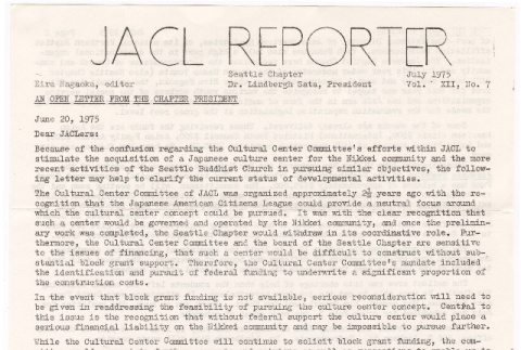 Seattle Chapter, JACL Reporter, Vol. XII, No. 7, July 1975 (ddr-sjacl-1-180)