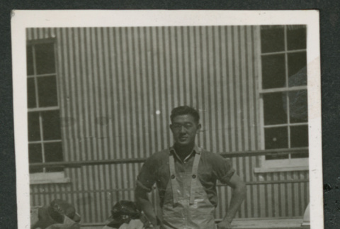 Man wearing cannery uniform (ddr-densho-540-85)