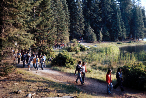 Campers hiking around Lake Sequoia (ddr-densho-336-334)