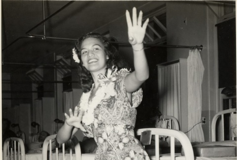 Miss Hawaii performing hula in a Walter Reed General Hospital ward (ddr-njpa-2-850)