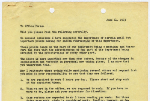 Memo about office rules (ddr-densho-356-915)