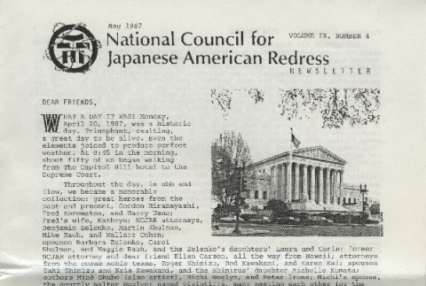 National Council for Japanese American Redress Newsletter, Vol. IX No. 4 (ddr-densho-274-44)