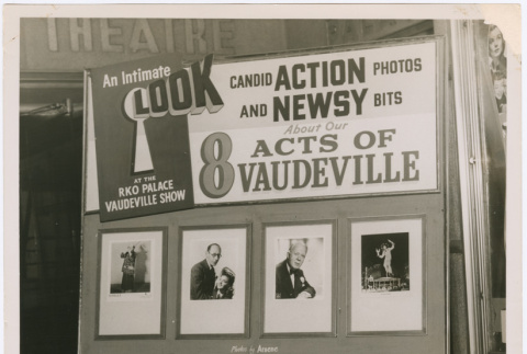Sign advertising eight Vaudeville acts, including Mary Mon Toy (ddr-densho-367-67)