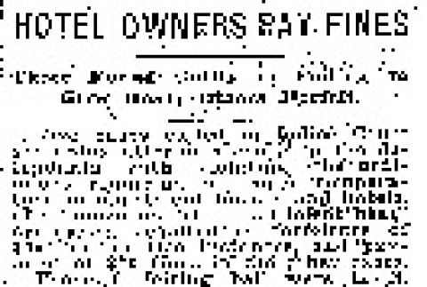 Hotel Owners Pay Fines. Three Found Guilty of Failing to Give Heat; Others Forfeit. (May 20, 1919) (ddr-densho-56-325)