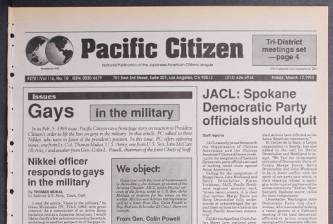 Pacific Citizen, Vol. 116, No. 10 (March 12, 1993) (ddr-pc-65-10)