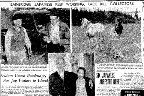 Bainbridge Japanese Keep Working, Face Bill Collectors. Soldiers Guard Bainbridge, Bar Jap Visitors to Island (March 24, 1942) (ddr-densho-56-711)