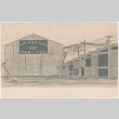 Sketch of the L.W. Gorman Hay Grain-Feeds barn at Tanforan Assembly Center (ddr-densho-392-59)