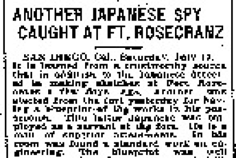 Another Japanese Spy Caught at Ft. Rosecranz (July 13, 1907) (ddr-densho-56-93)