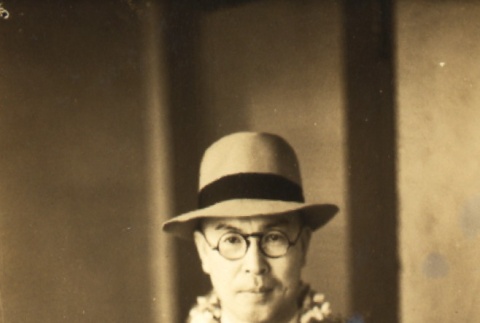 Man wearing leis (ddr-njpa-4-2275)