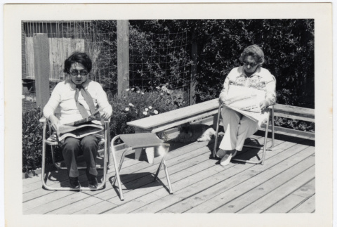 Two women on a deck (ddr-densho-433-1252)