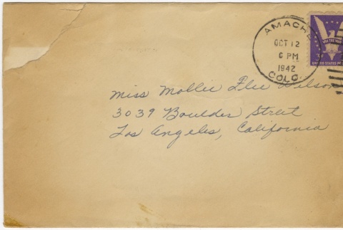 Letter (with envelope) to Molly Wilson from Violet Saito (October 10, 1942) (ddr-janm-1-71)