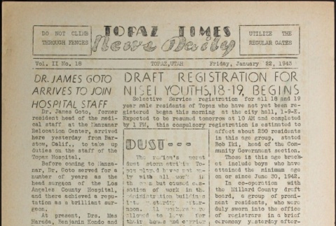 Topaz Times Vol. II No. 18 (January 22, 1943) (ddr-densho-142-79)
